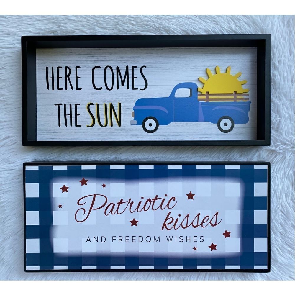 NWT Huntington Home 1 Reversible Design Horizontal Box Sign Plaque - Picture 2 of 13